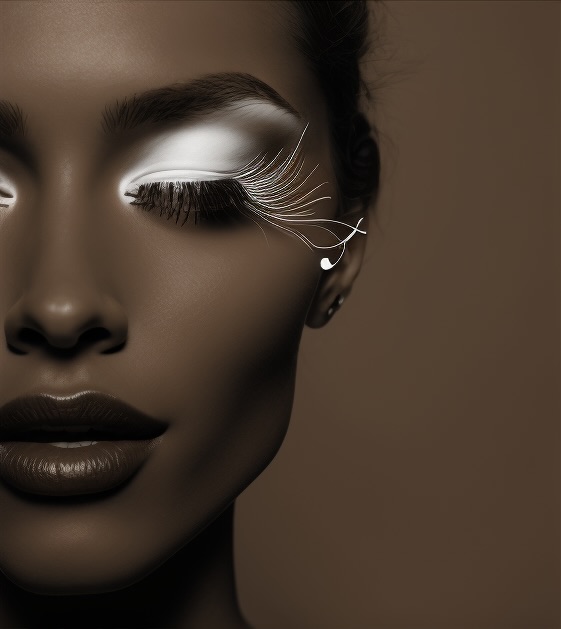 Girl with long white lashes